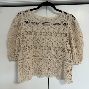 NWOT Cream Crochet Lace Women's Top